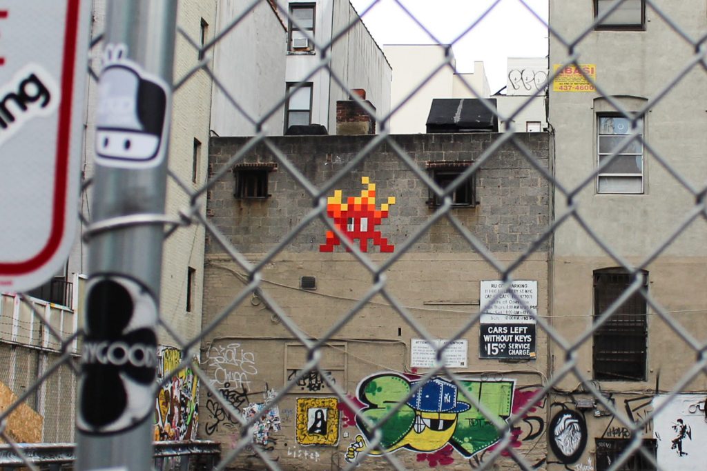 Street art New York City The Hat Kid Space Invaders