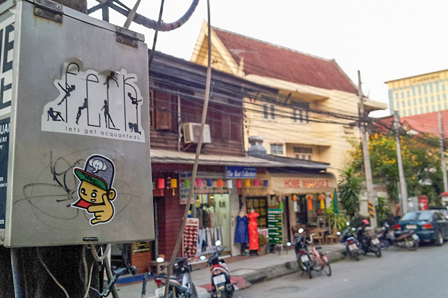 the hat kid street art Thailand stickers
