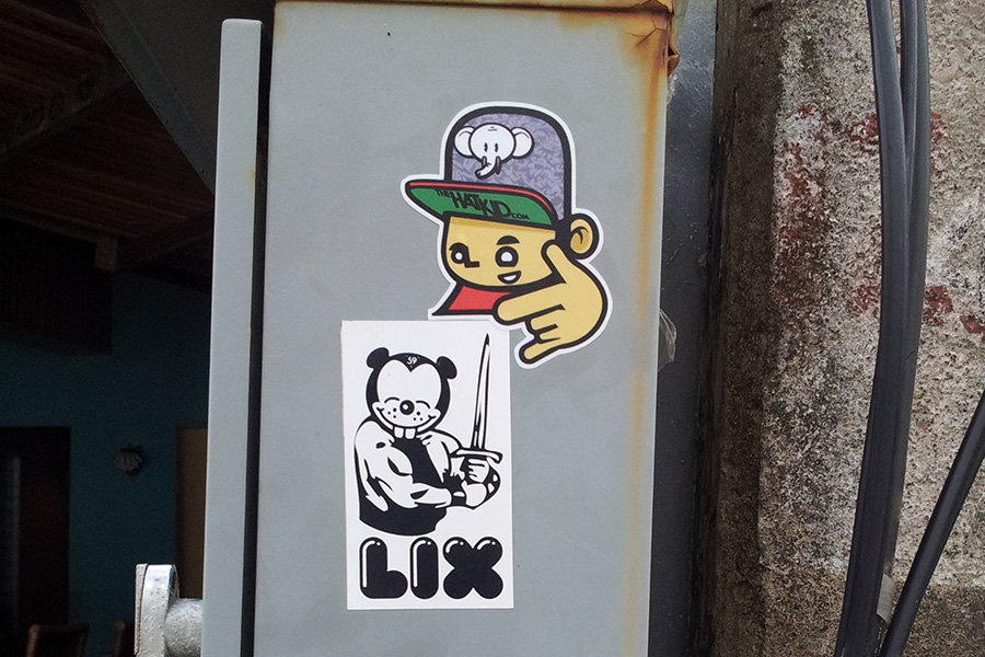 the hat kid street art Thailand stickers LIX