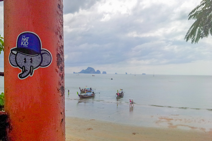 the hat kid street art Thailand stickers